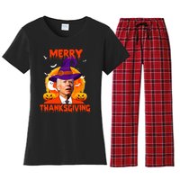 Funny Joe Biden Merry Thanksgiving Confused Happy Halloween Women's Flannel Pajama Set