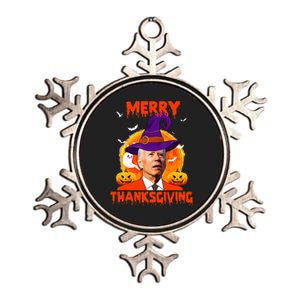 Funny Joe Biden Merry Thanksgiving Confused Happy Halloween Metallic Star Ornament