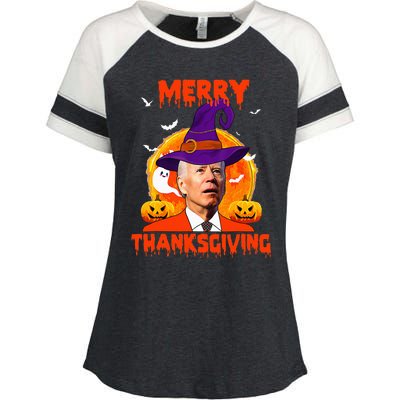 Funny Joe Biden Merry Thanksgiving Confused Happy Halloween Enza Ladies Jersey Colorblock Tee