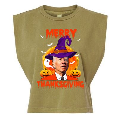 Funny Joe Biden Merry Thanksgiving Confused Happy Halloween Garment-Dyed Women's Muscle Tee