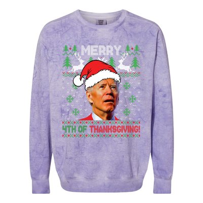 Funny Joe Biden Merry Thanksgiving Ugly Christmas Sweater Colorblast Crewneck Sweatshirt