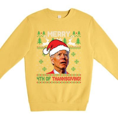 Funny Joe Biden Merry Thanksgiving Ugly Christmas Sweater Premium Crewneck Sweatshirt