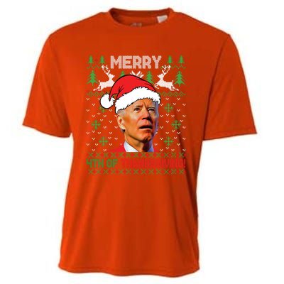 Funny Joe Biden Merry Thanksgiving Ugly Christmas Sweater Cooling Performance Crew T-Shirt