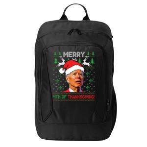 Funny Joe Biden Merry Thanksgiving Ugly Christmas Sweater City Backpack