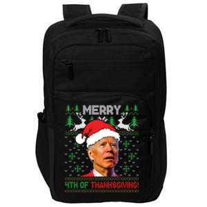 Funny Joe Biden Merry Thanksgiving Ugly Christmas Sweater Impact Tech Backpack