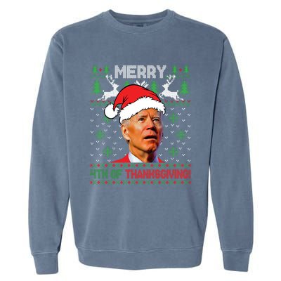 Funny Joe Biden Merry Thanksgiving Ugly Christmas Sweater Garment-Dyed Sweatshirt