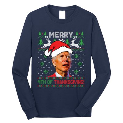 Funny Joe Biden Merry Thanksgiving Ugly Christmas Sweater Long Sleeve Shirt