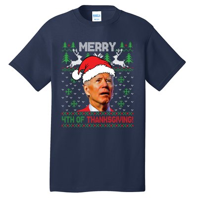 Funny Joe Biden Merry Thanksgiving Ugly Christmas Sweater Tall T-Shirt