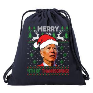 Funny Joe Biden Merry Thanksgiving Ugly Christmas Sweater Drawstring Bag