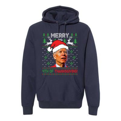 Funny Joe Biden Merry Thanksgiving Ugly Christmas Sweater Premium Hoodie