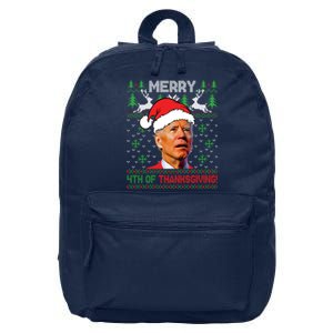 Funny Joe Biden Merry Thanksgiving Ugly Christmas Sweater 16 in Basic Backpack