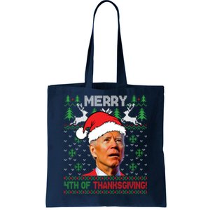 Funny Joe Biden Merry Thanksgiving Ugly Christmas Sweater Tote Bag