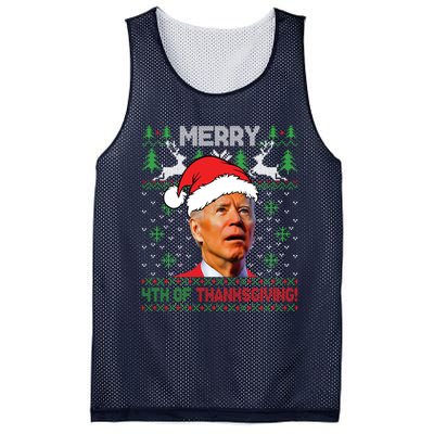 Funny Joe Biden Merry Thanksgiving Ugly Christmas Sweater Mesh Reversible Basketball Jersey Tank