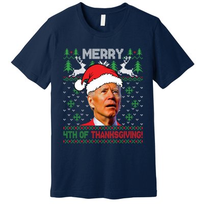 Funny Joe Biden Merry Thanksgiving Ugly Christmas Sweater Premium T-Shirt