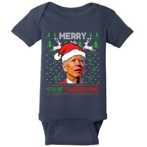 Funny Joe Biden Merry Thanksgiving Ugly Christmas Sweater Baby Bodysuit