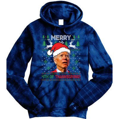 Funny Joe Biden Merry Thanksgiving Ugly Christmas Sweater Tie Dye Hoodie