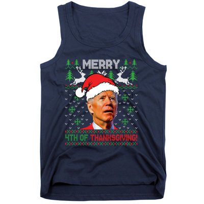 Funny Joe Biden Merry Thanksgiving Ugly Christmas Sweater Tank Top