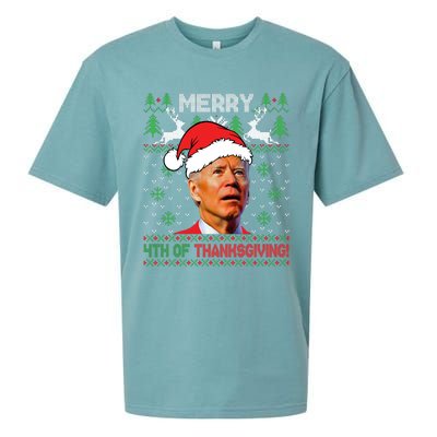 Funny Joe Biden Merry Thanksgiving Ugly Christmas Sweater Sueded Cloud Jersey T-Shirt