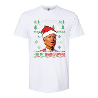 Funny Joe Biden Merry Thanksgiving Ugly Christmas Sweater Softstyle CVC T-Shirt