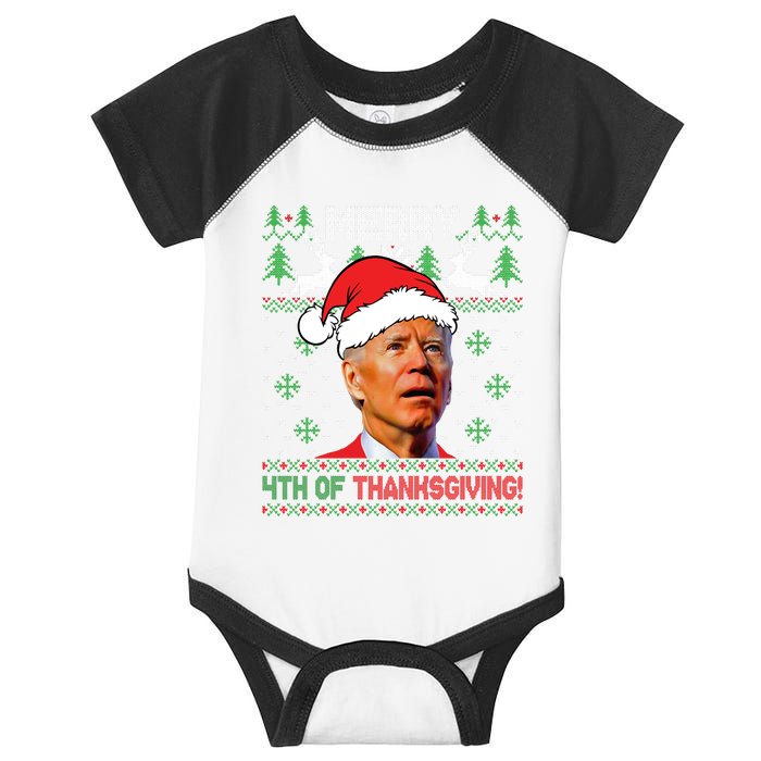 Funny Joe Biden Merry Thanksgiving Ugly Christmas Sweater Infant Baby Jersey Bodysuit