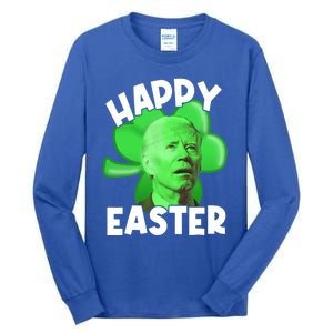 Funny Joe Biden Clover St Patricks Day Happy Easter Confused Gift Tall Long Sleeve T-Shirt