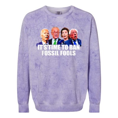 Funny Joe Biden It's Time To Ban Fossil Fools Anti Liberals Colorblast Crewneck Sweatshirt