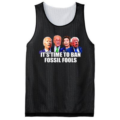 Funny Joe Biden It's Time To Ban Fossil Fools Anti Liberals Mesh Reversible Basketball Jersey Tank