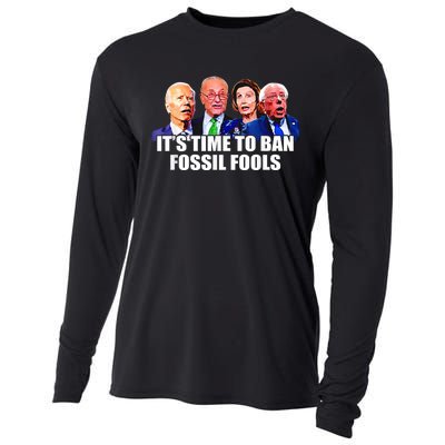 Funny Joe Biden It's Time To Ban Fossil Fools Anti Liberals Cooling Performance Long Sleeve Crew