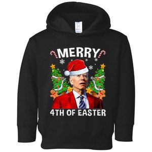 Funny Joe Biden Christmas Santa Hat Merry 4th Of Easter Xmas Toddler Hoodie