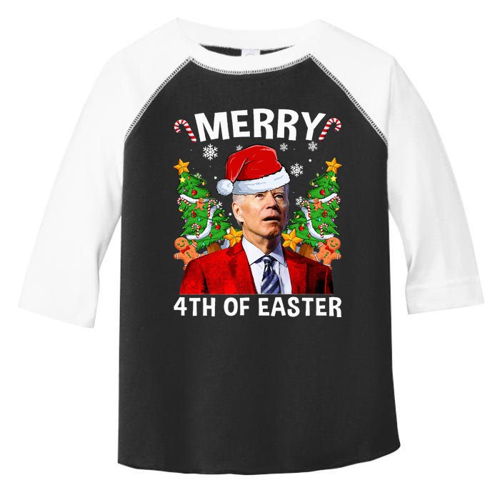 Funny Joe Biden Christmas Santa Hat Merry 4th Of Easter Xmas Toddler Fine Jersey T-Shirt