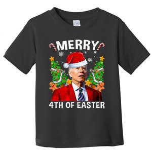 Funny Joe Biden Christmas Santa Hat Merry 4th Of Easter Xmas Toddler T-Shirt