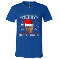 Funny Joe Biden Happy 4th Of Easter Ugly Christmas Gift V-Neck T-Shirt