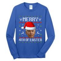 Funny Joe Biden Happy 4th Of Easter Ugly Christmas Gift Tall Long Sleeve T-Shirt