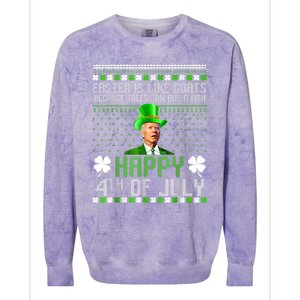 Funny Joe Biden Happy 4th Of July Confused St Patricks Day Colorblast Crewneck Sweatshirt