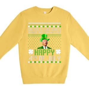 Funny Joe Biden Happy 4th Of July Confused St Patricks Day Premium Crewneck Sweatshirt