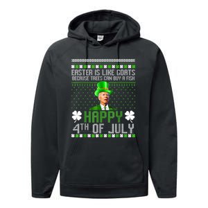 Funny Joe Biden Happy 4th Of July Confused St Patricks Day Performance Fleece Hoodie