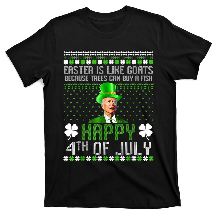 Funny Joe Biden Happy 4th Of July Confused St Patricks Day T-Shirt