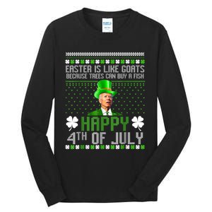 Funny Joe Biden Happy 4th Of July Confused St Patricks Day Tall Long Sleeve T-Shirt