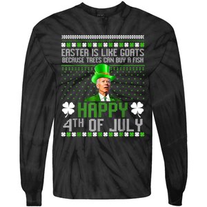 Funny Joe Biden Happy 4th Of July Confused St Patricks Day Tie-Dye Long Sleeve Shirt