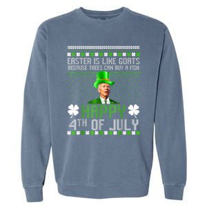 Funny Joe Biden Happy 4th Of July Confused St Patricks Day Garment-Dyed Sweatshirt