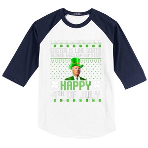 Funny Joe Biden Happy 4th Of July Confused St Patricks Day Baseball Sleeve Shirt