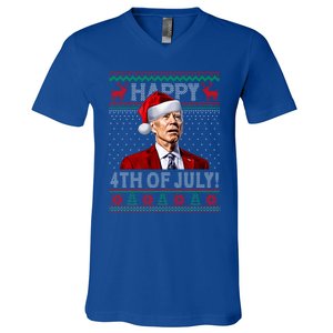 Funny Joe Biden Happy 4th Of July Ugly Christmas Meaningful Gift V-Neck T-Shirt