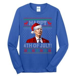 Funny Joe Biden Happy 4th Of July Ugly Christmas Meaningful Gift Tall Long Sleeve T-Shirt