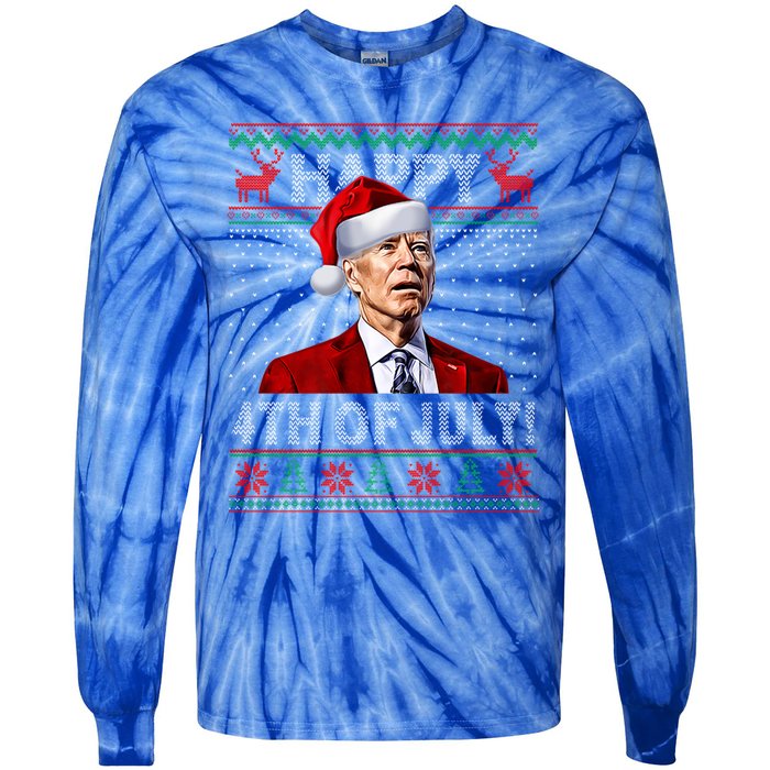 Funny Joe Biden Happy 4th Of July Ugly Christmas Meaningful Gift Tie-Dye Long Sleeve Shirt