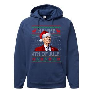 Funny Joe Biden Happy 4th Of July Ugly Christmas Meaningful Gift Performance Fleece Hoodie