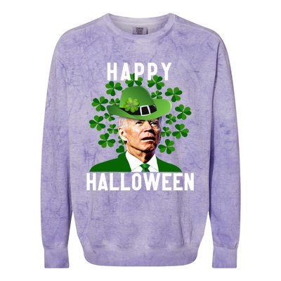 Funny Joe Biden St Patricks Day Confused Halloween Biden Colorblast Crewneck Sweatshirt