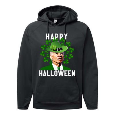 Funny Joe Biden St Patricks Day Confused Halloween Biden Performance Fleece Hoodie