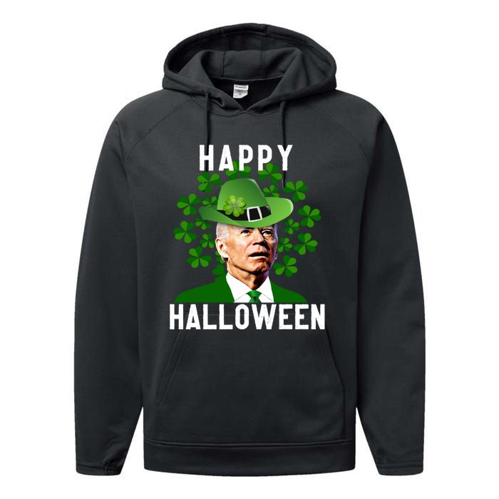 Funny Joe Biden St Patricks Day Confused Halloween Biden Performance Fleece Hoodie