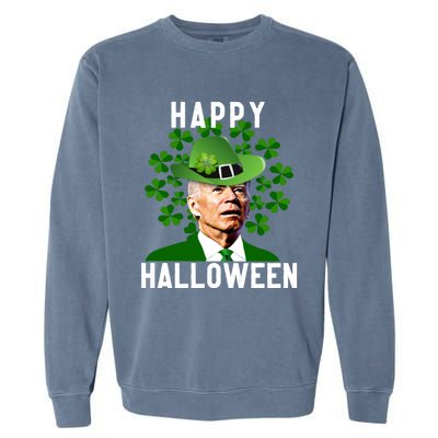 Funny Joe Biden St Patricks Day Confused Halloween Biden Garment-Dyed Sweatshirt