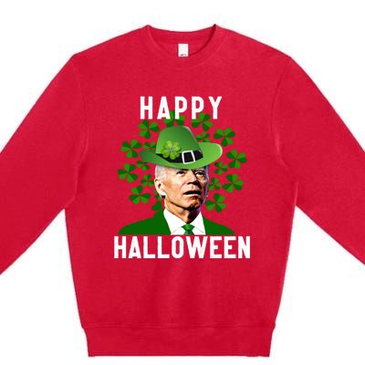 Funny Joe Biden St Patricks Day Confused Halloween Biden Premium Crewneck Sweatshirt